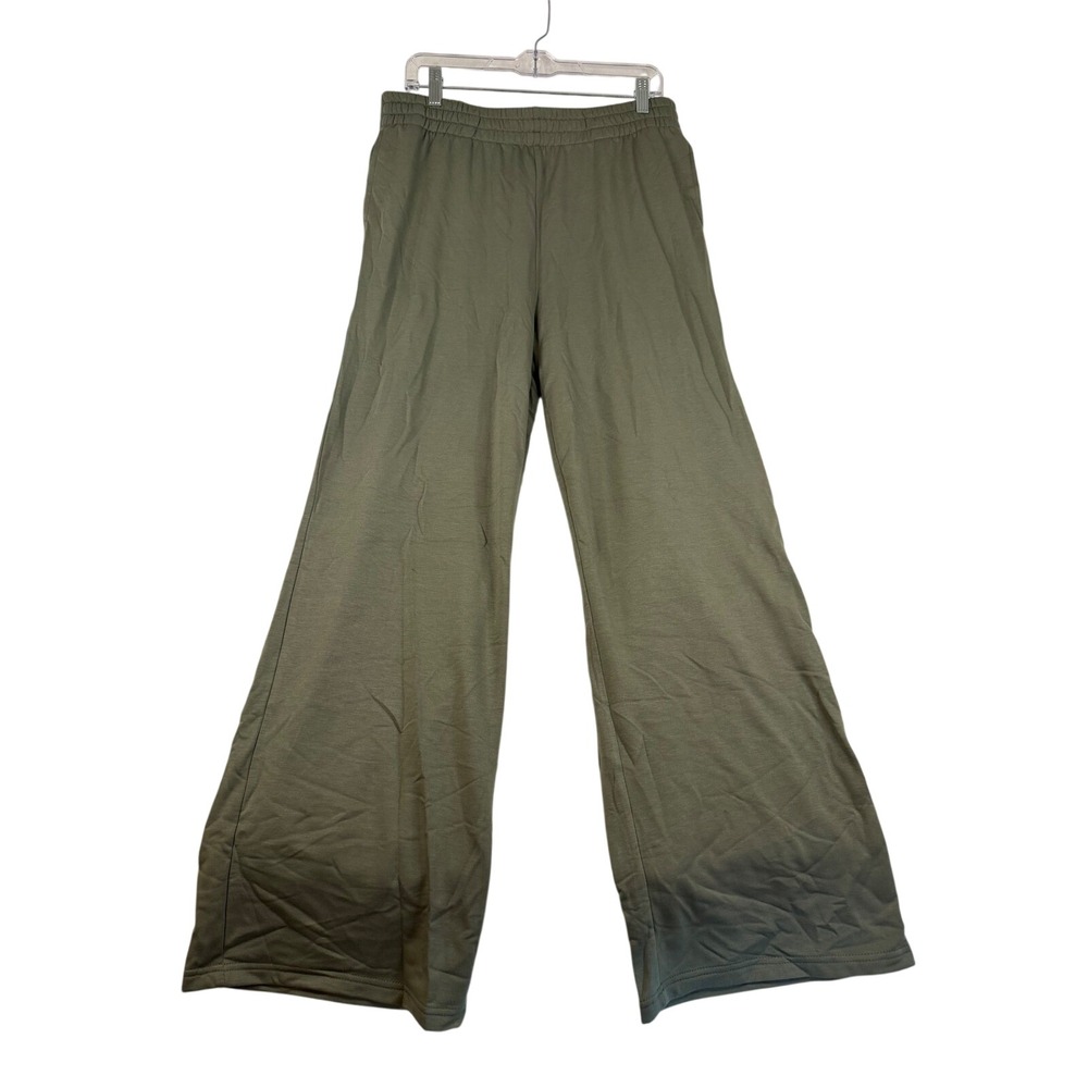 Max & Mia Dark Sage Green Wide Leg Lounge Pants Relaxed Modal Blend Large 4133